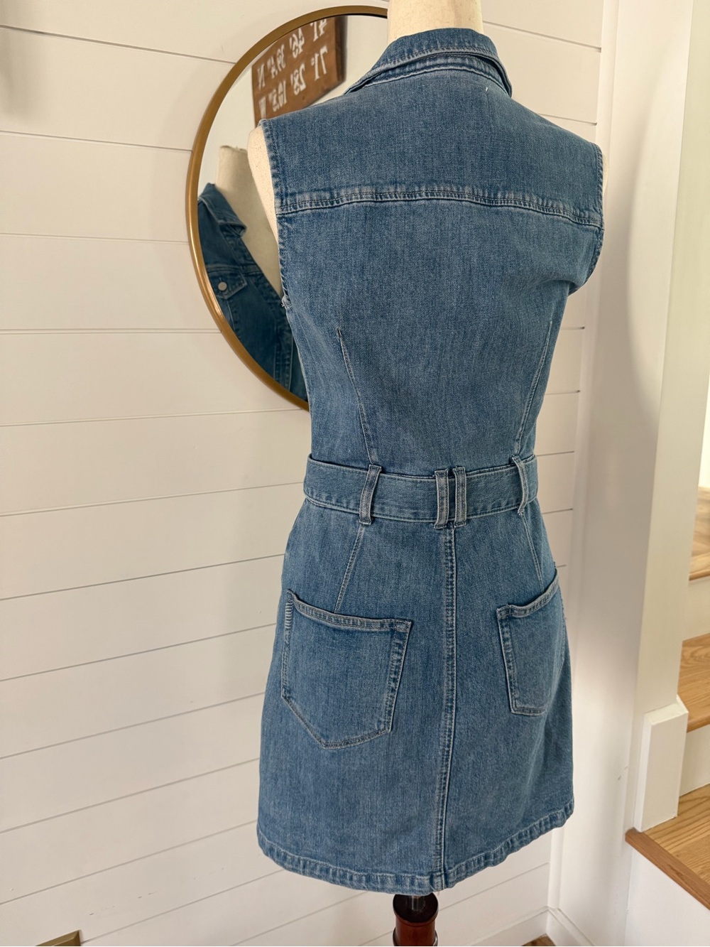 PAIGE Light Blue Denim Sleeveless Tie-Waist Mini Dress - Picture 10 of 15